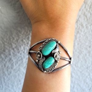 Vintage Sterling Silver Turquoise Cuff Bracelet